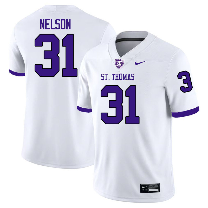 St. Thomas-Minnesota Tommies #31 Caden Nelson College Football Jerseys,Uniforms-White